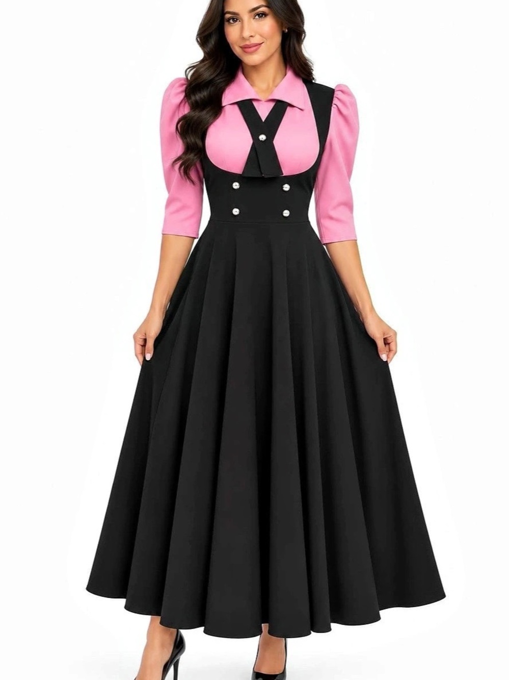 Pink & Black Maxi Dress Like New